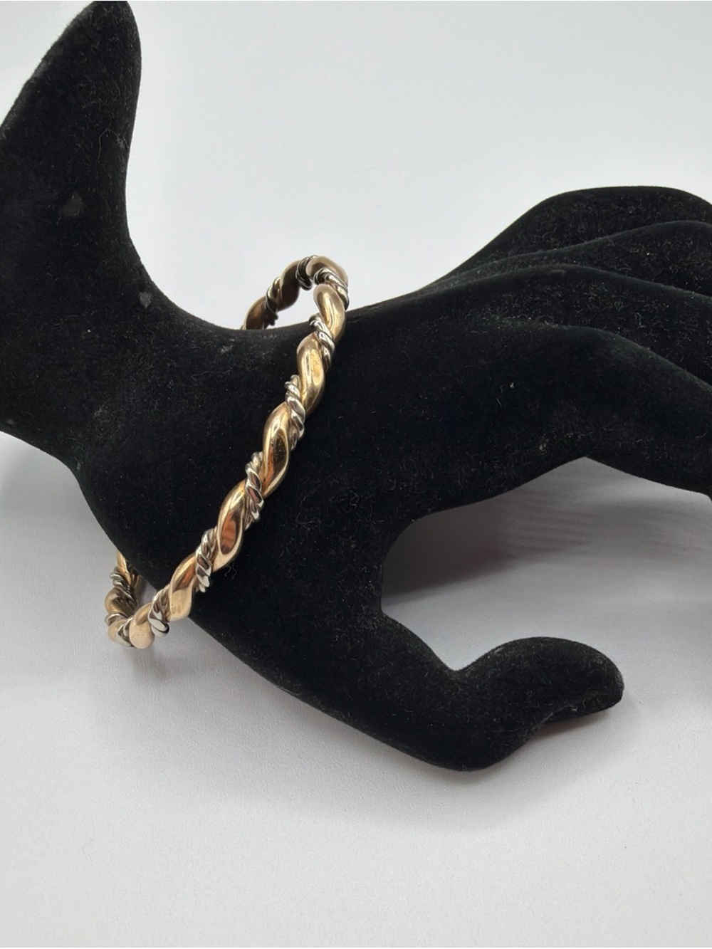 Vintage Southwestern Sterling Silver & Gold Filled Twisted Rope Cuff